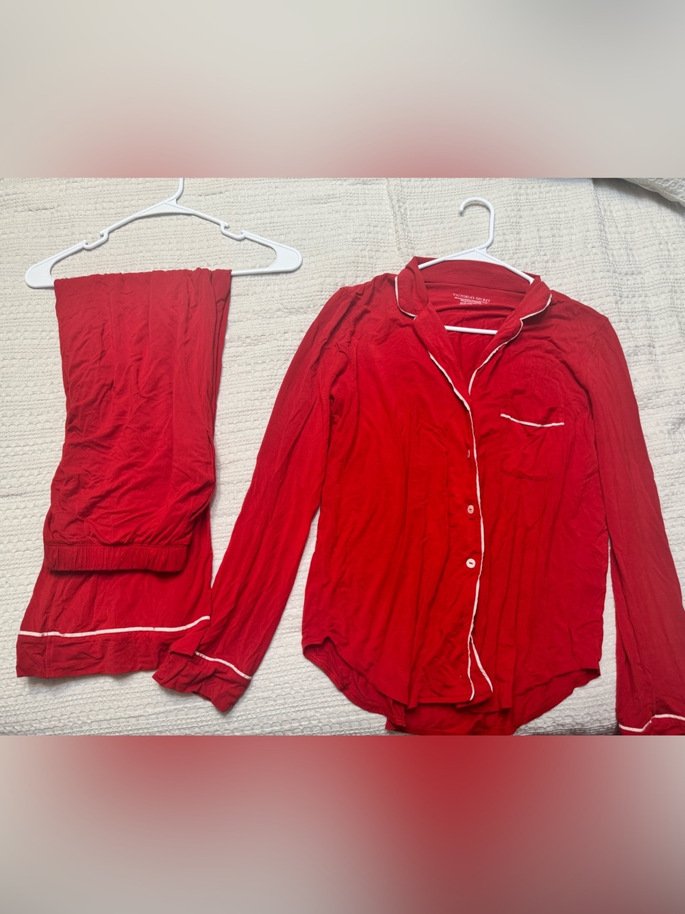 Victoria's Secret Red Long-Sleeve Pajama Set w